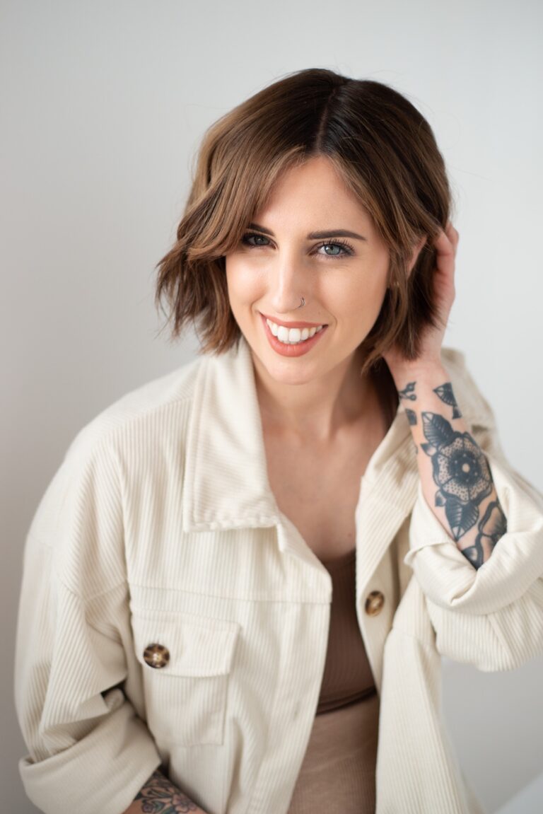 Sam in a close-up portrait