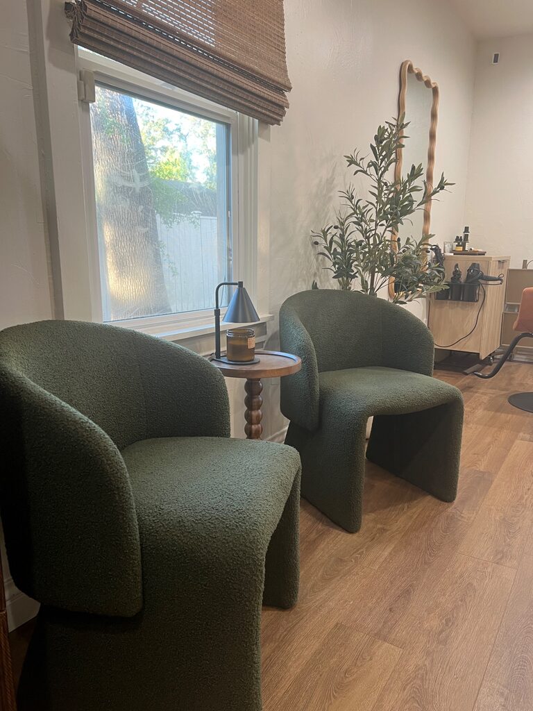 Comfortable lounge area inside Valor Hair Studio